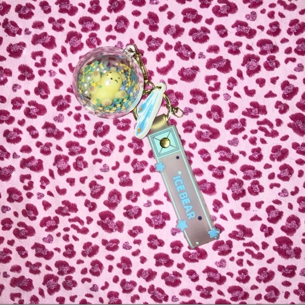 Cartoon Network Ice Bear Keychain with Pink and Blue Accents